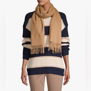 Roberto Cavalli Tan Scarf Luxurious Fringe Wrap